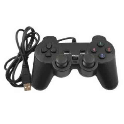 Black-USB Single Shock-PC-Computer-Wired-Gamepad